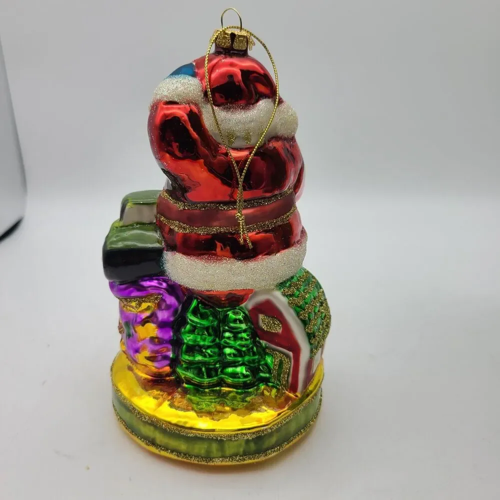 John Deere & Cobane Studio Santa's Joy handmade-painted glass Ornament limited